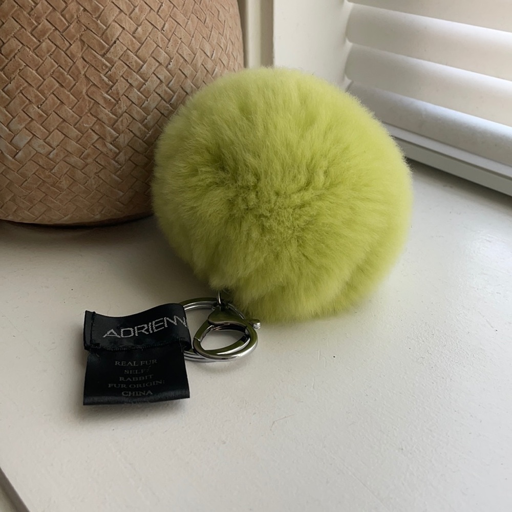 Adrienne Landau lime green pouf keychain
